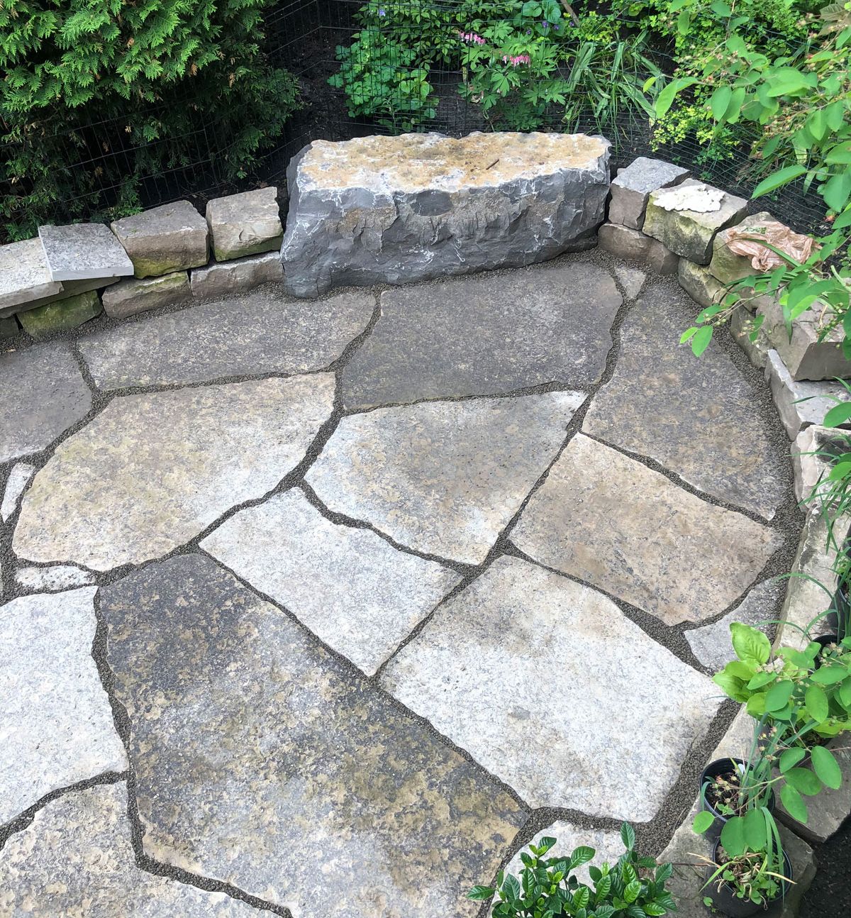 Stone circle patio